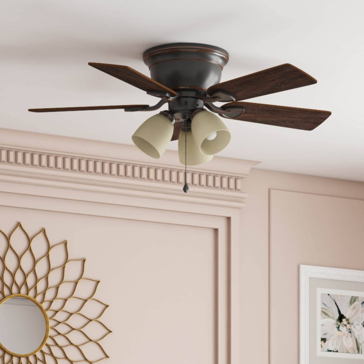 Harbor Breeze Centreville 42" Oil-Rubbed Bronze Indoor Flush Mount Ceiling Fan - Product image 1