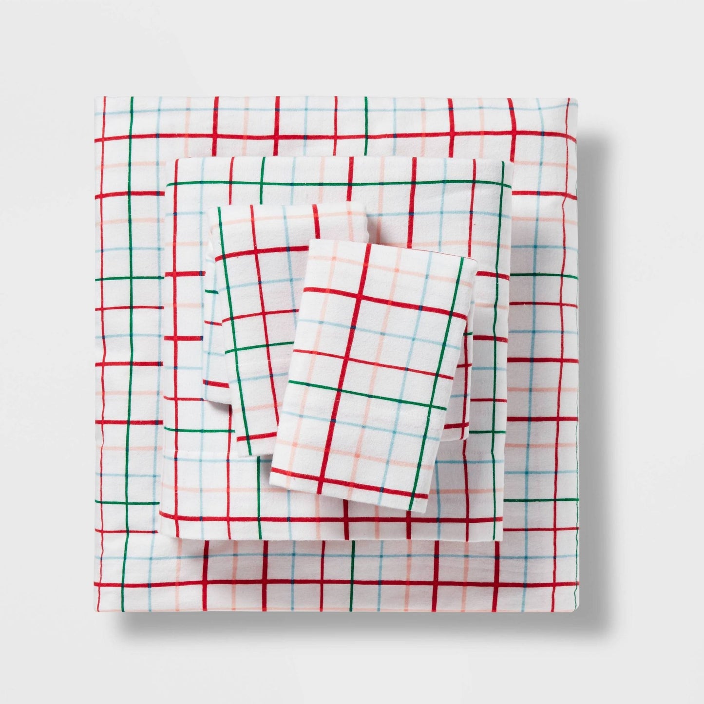 King Christmas Flannel Sheet Set Grid Print - Wondershop - Product image 1