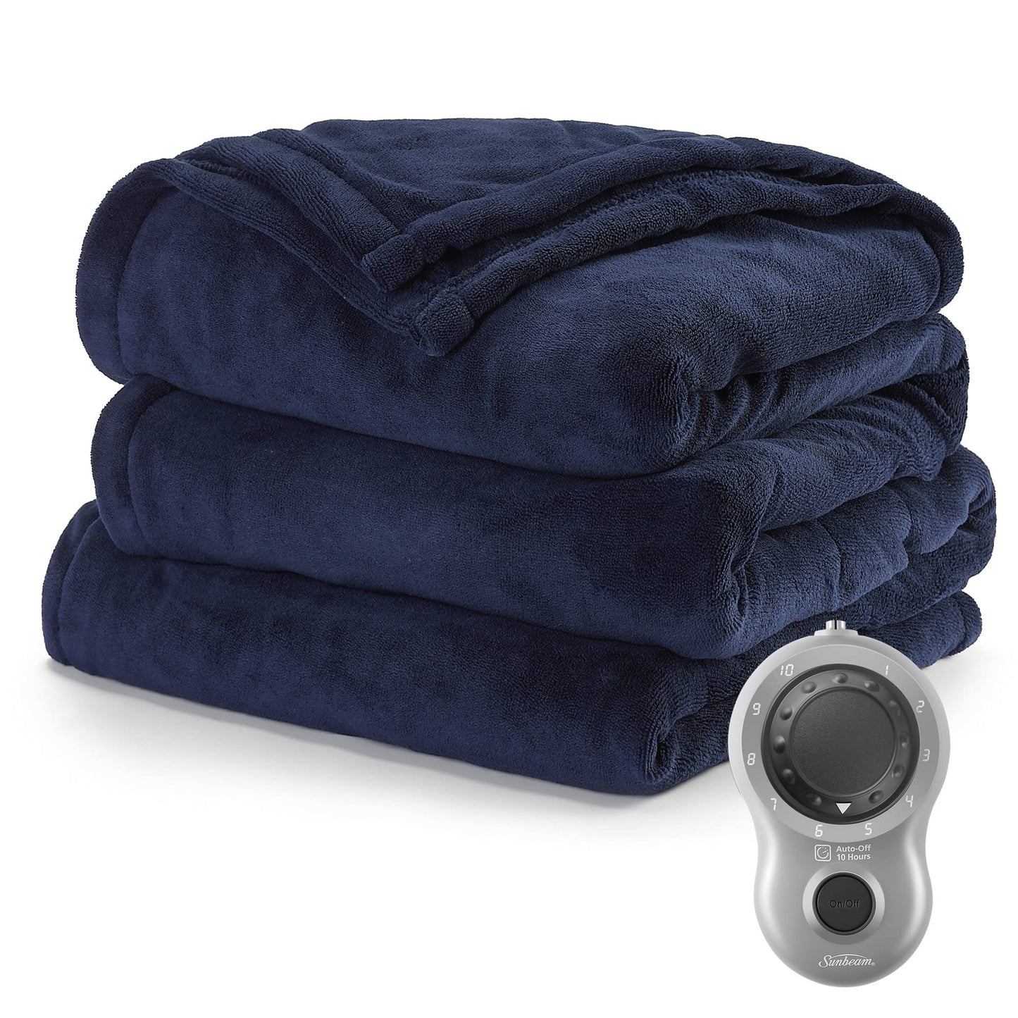 Sunbeam Heated Electric Blanket, Bedding, Twin, Microplush, Poseidon Blue - Product image 1