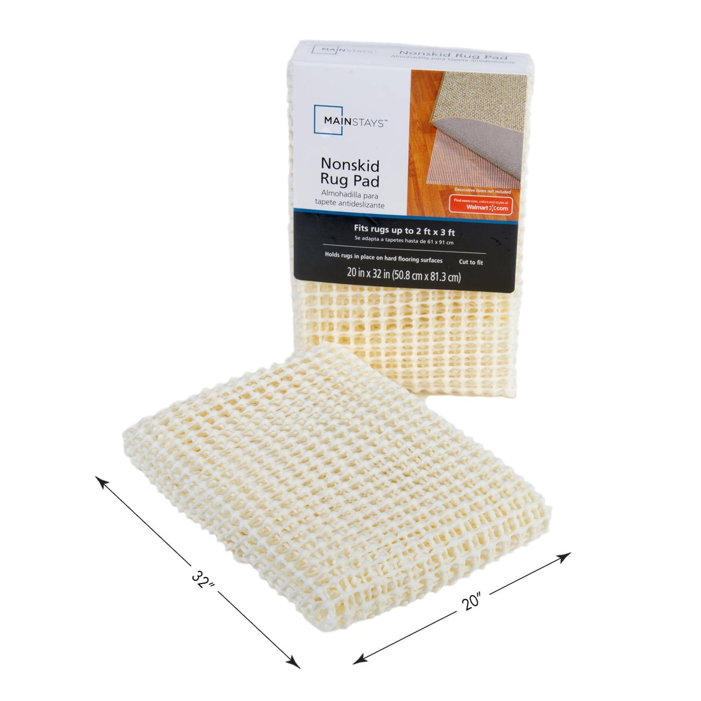 Mainstays 20" x 32" Non-Skid Non-Slip Cream Rug Pad - Product image 1