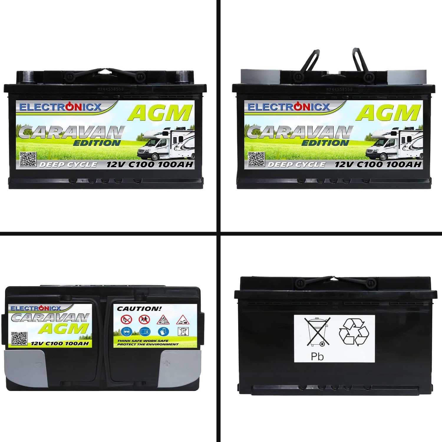 AGM battery 12v 100Ah Electronicx Caravan Edition solar battery 12v accumulator 12v solar batteries power supply battery 12v agm caravan battery camper car gel battery 12v accumulator