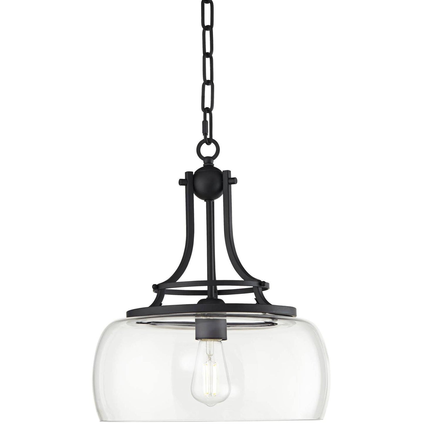 Franklin Iron Works Charleston Black Pendant Chandelier 13 1/2" Wide Modern LED Clear Glass for Dining Room - Product image 1