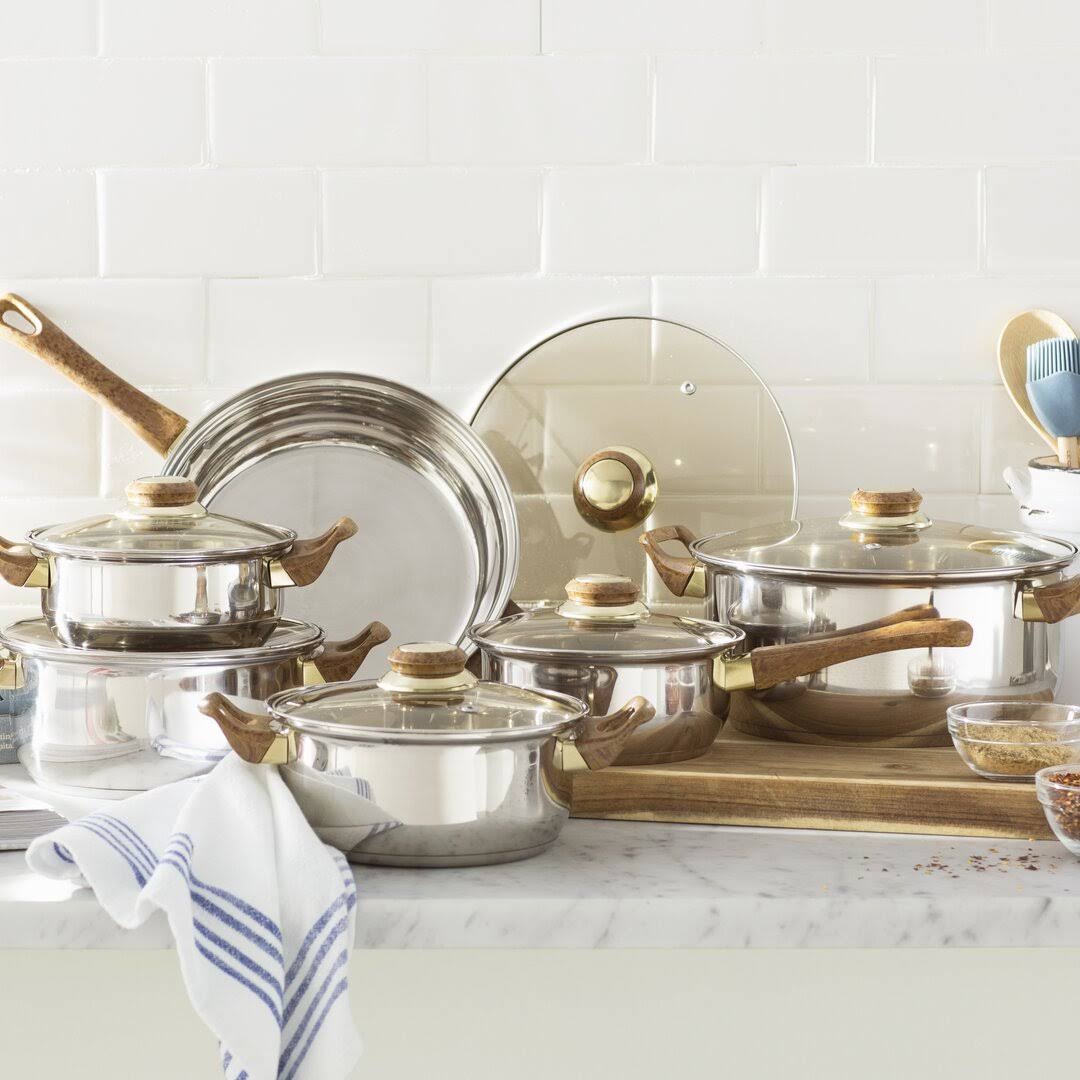 Wayfair Basics 12 Piece Stainless Steel Cookware Set Color: Tinted 79DFFD9CDF384C9BA8CD8F9B7EB61869 - Product image 1