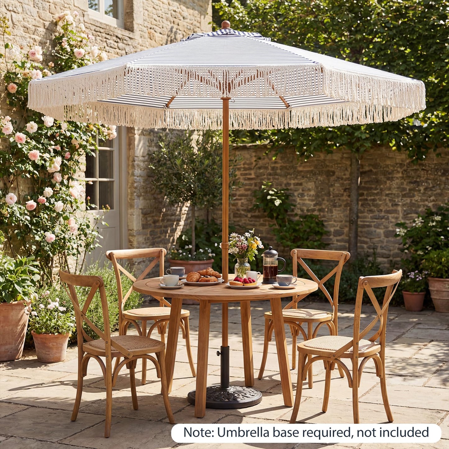 Tangkula 7Ft Patio Umbrella with Fringe for Deck Backyard Poolside