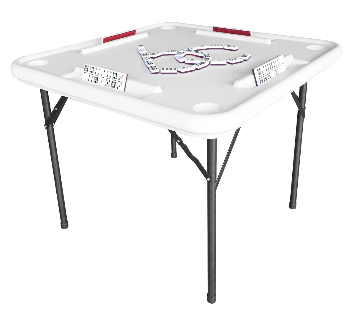 Bene Casa Foldable Domino Table with Built - in Drink Holders, 38" x 38", White - Product image 6