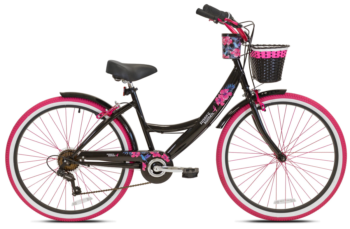 26" Susan G. Komen Cruiser Bike, Adult, Ages 12+, Black and Pink - Product image 2