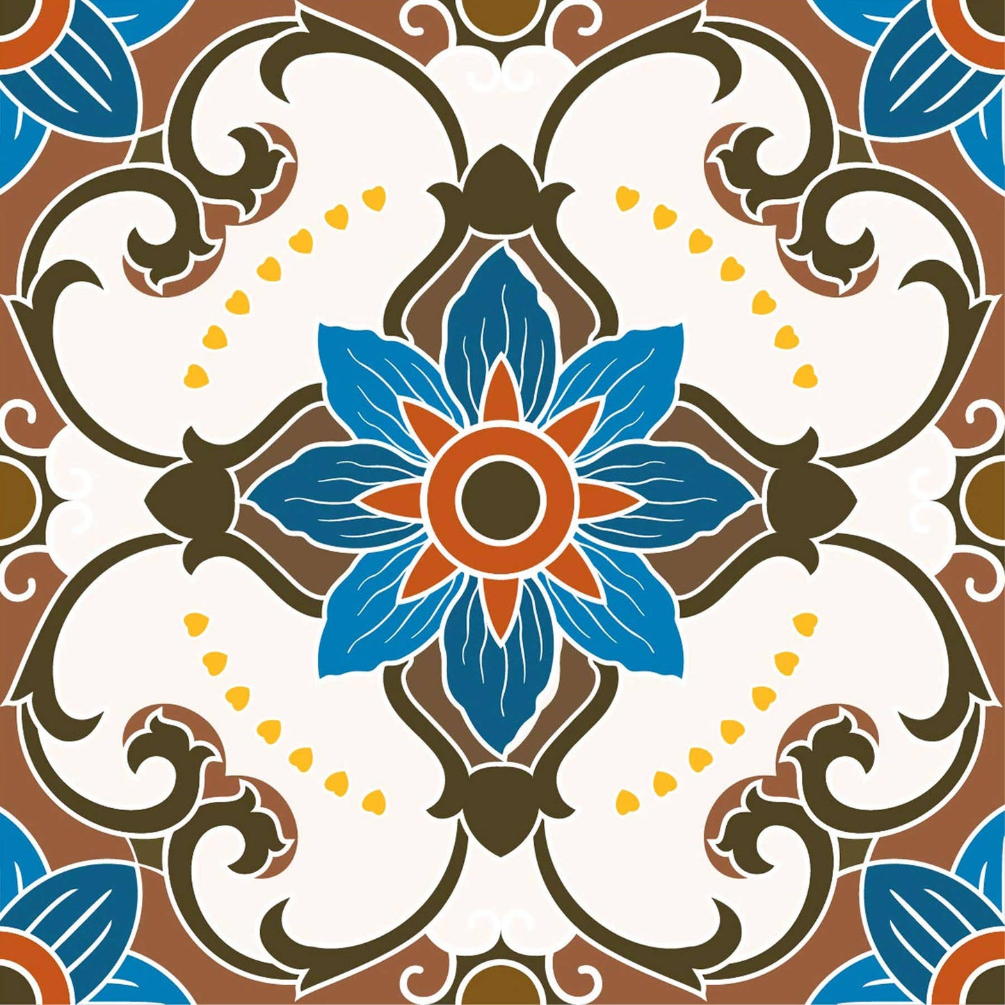 Poromoro Spanish Portuguese Azulejo Style Peel and Stick Backsplash Tile Stickers Set of 16 Pcs (5.9, 54) - Product image 1