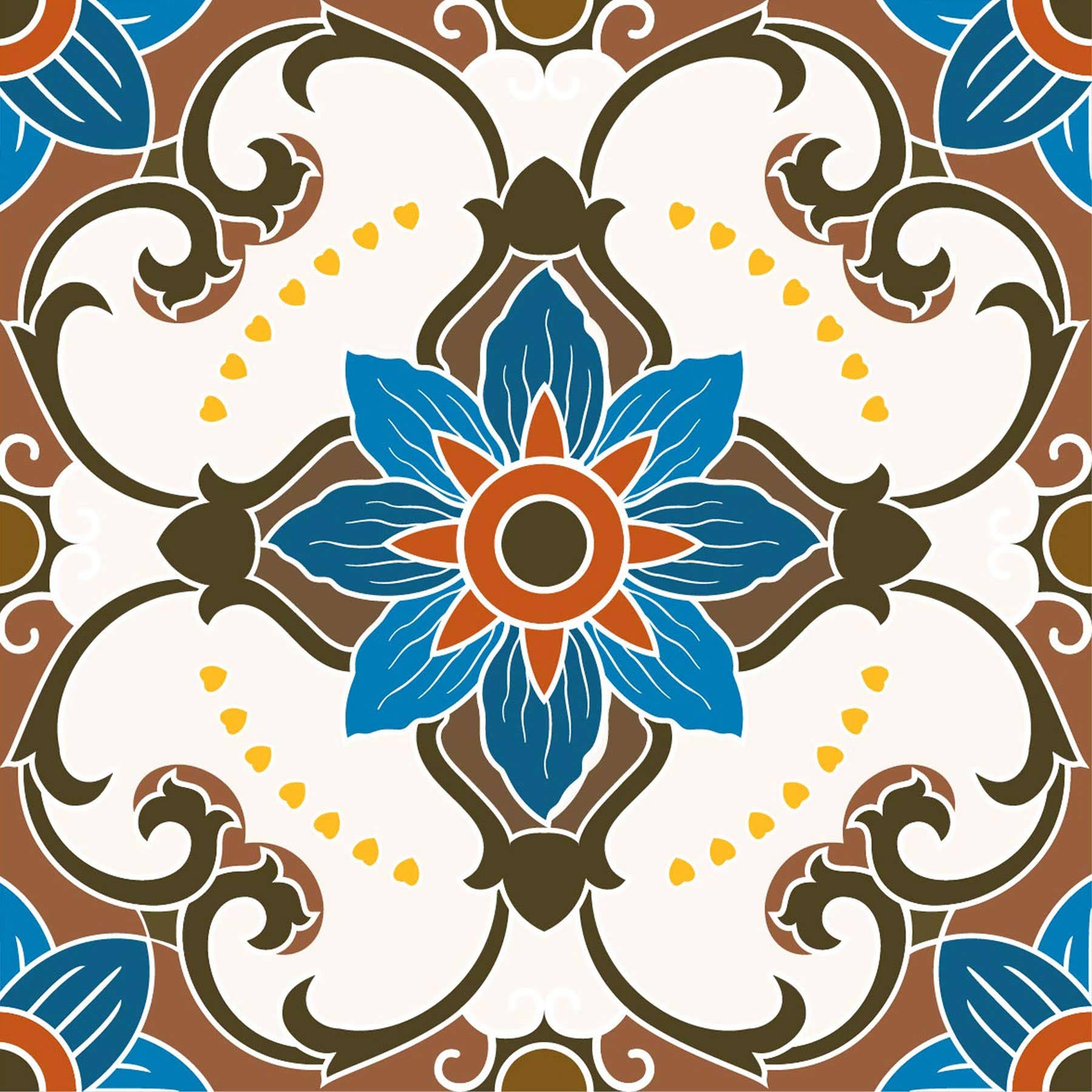 Poromoro Spanish Portuguese Azulejo Style Peel and Stick Backsplash Tile Stickers Set of 16 Pcs (5.9, 54) - Product image 1