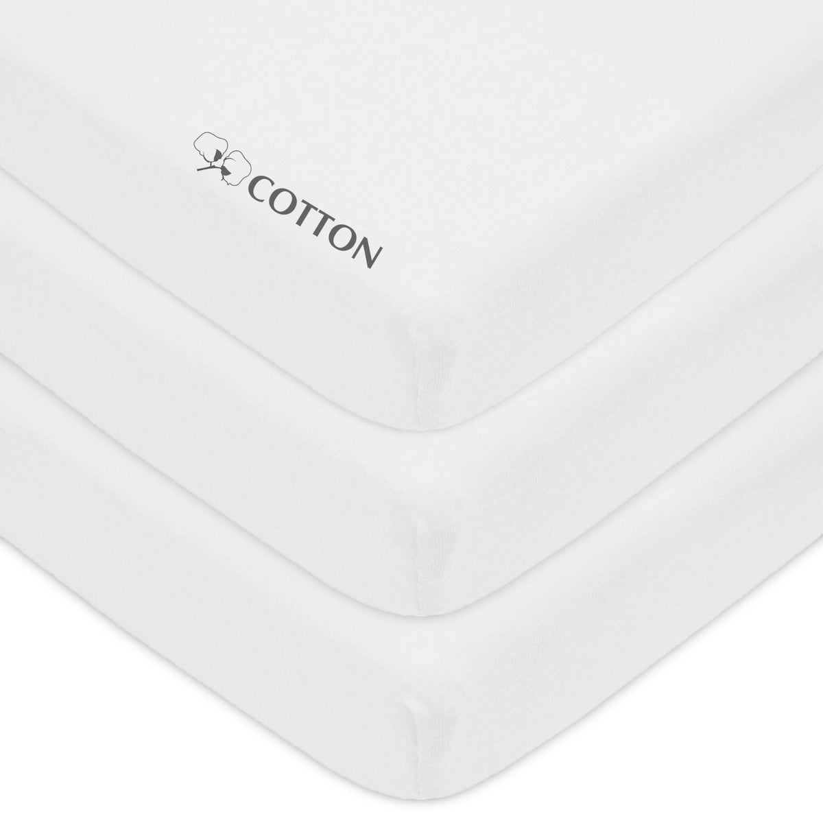 American Baby Company 3 Pack 100% Natural Cotton Value Jersey Knit Fitted Portable/Mini-Crib Sheet, White - Product image 1