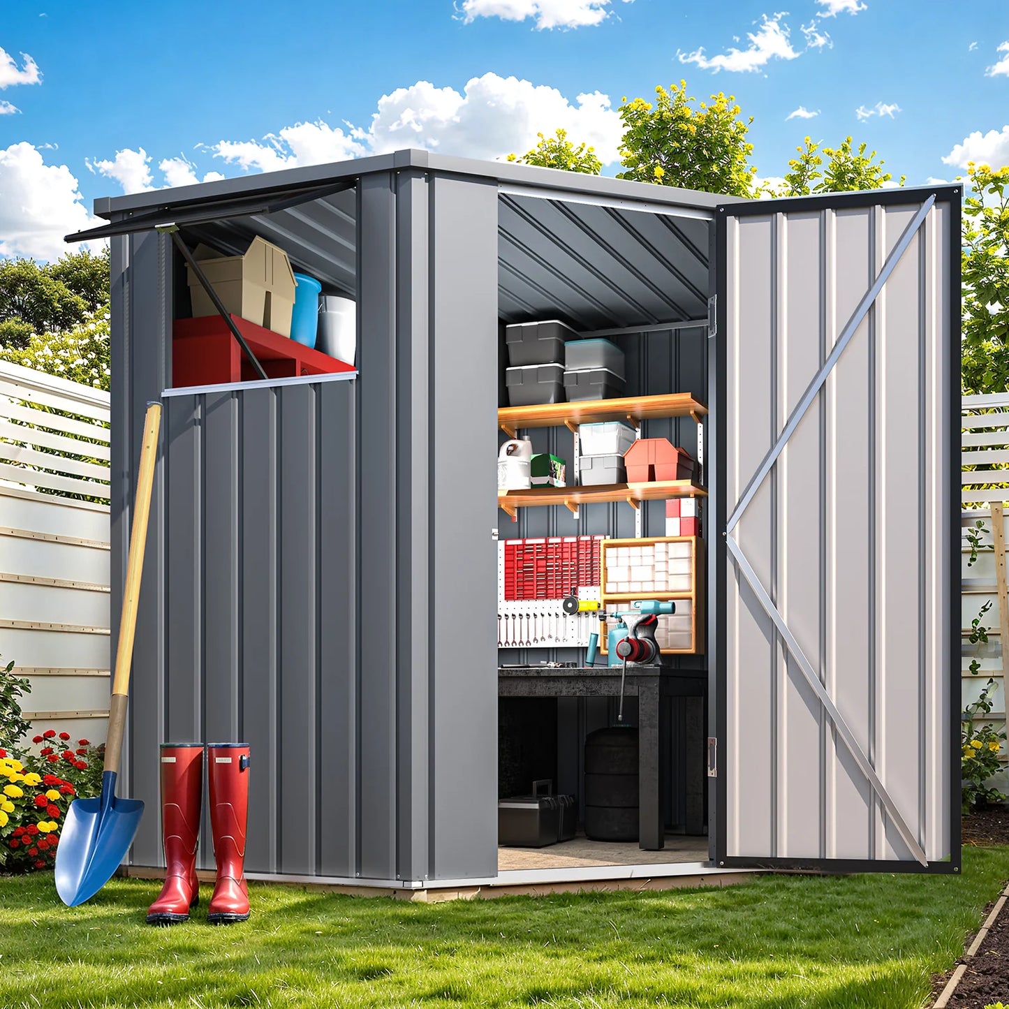 AECOJOY Corner 6x6 Storage Sheds & Outdoor Storage with Openable Windows & Lockable Doors - Product image 8