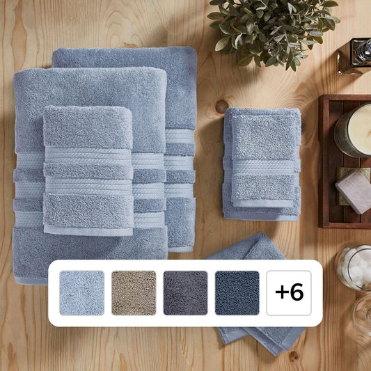 Member's Mark Hotel Premier Collection 6-Piece Luxury Bath Towel Bundle, Blue Crest