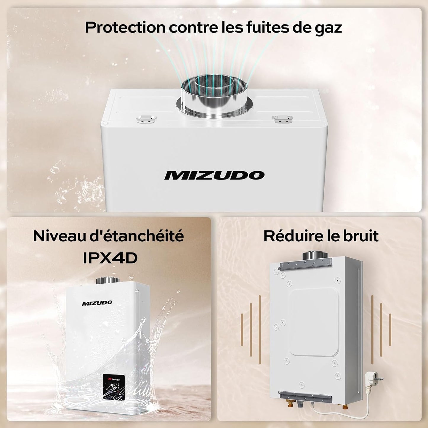 MIZUDO 11L Instant Propane Indoor Gas Water Heater, with LED Indicator for Home Use