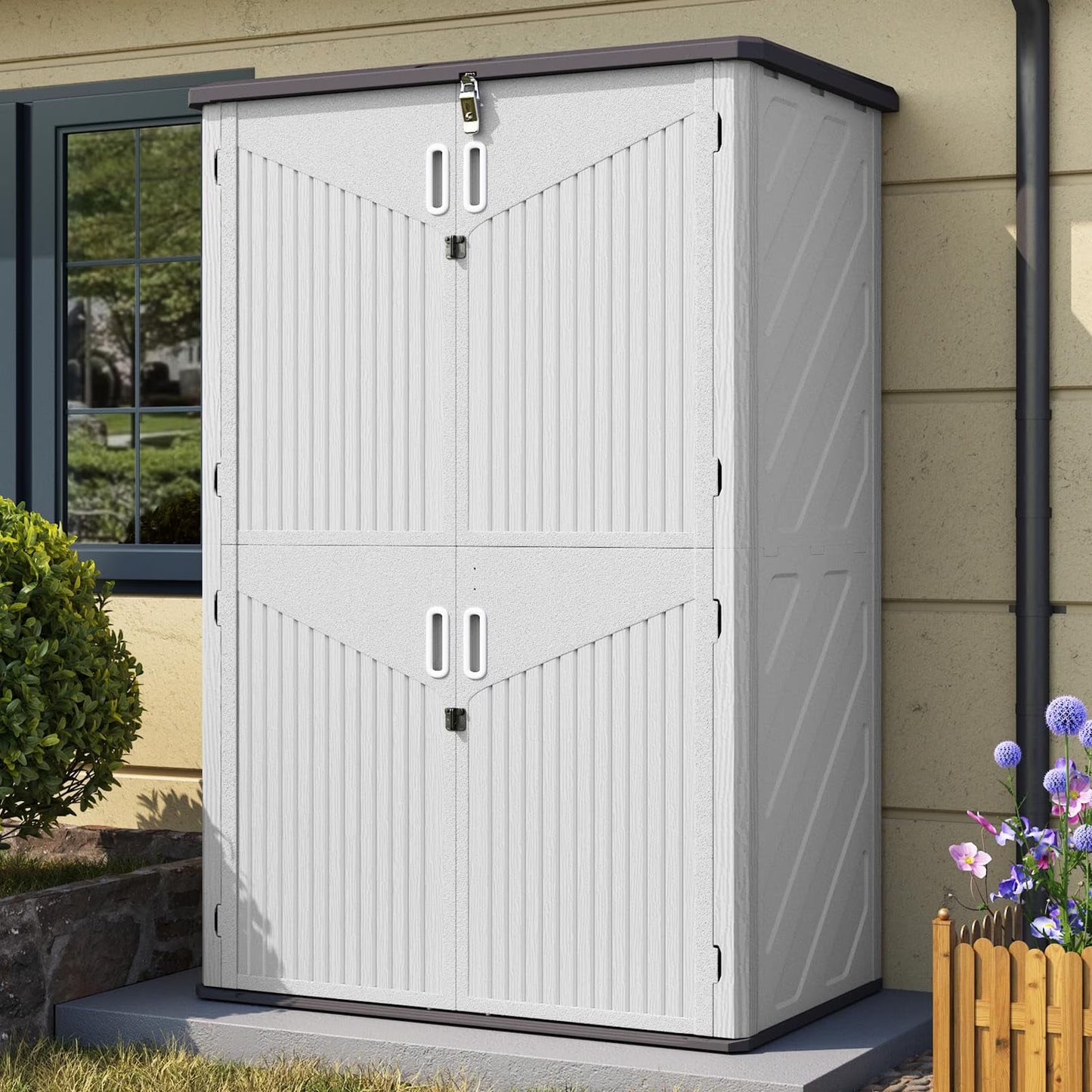 Aoxun Outdoor Storage Shed, 64 Cu.ft Vertical Storage Sheds Outdoor with Floor - Product image 1
