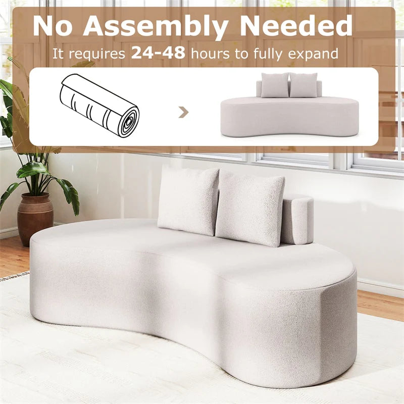 78.5" Upholstered Curved Sofa Couch w/ 2 Cozy Pillows, Low Backrest, Sponge Padded Seat - Product image 18