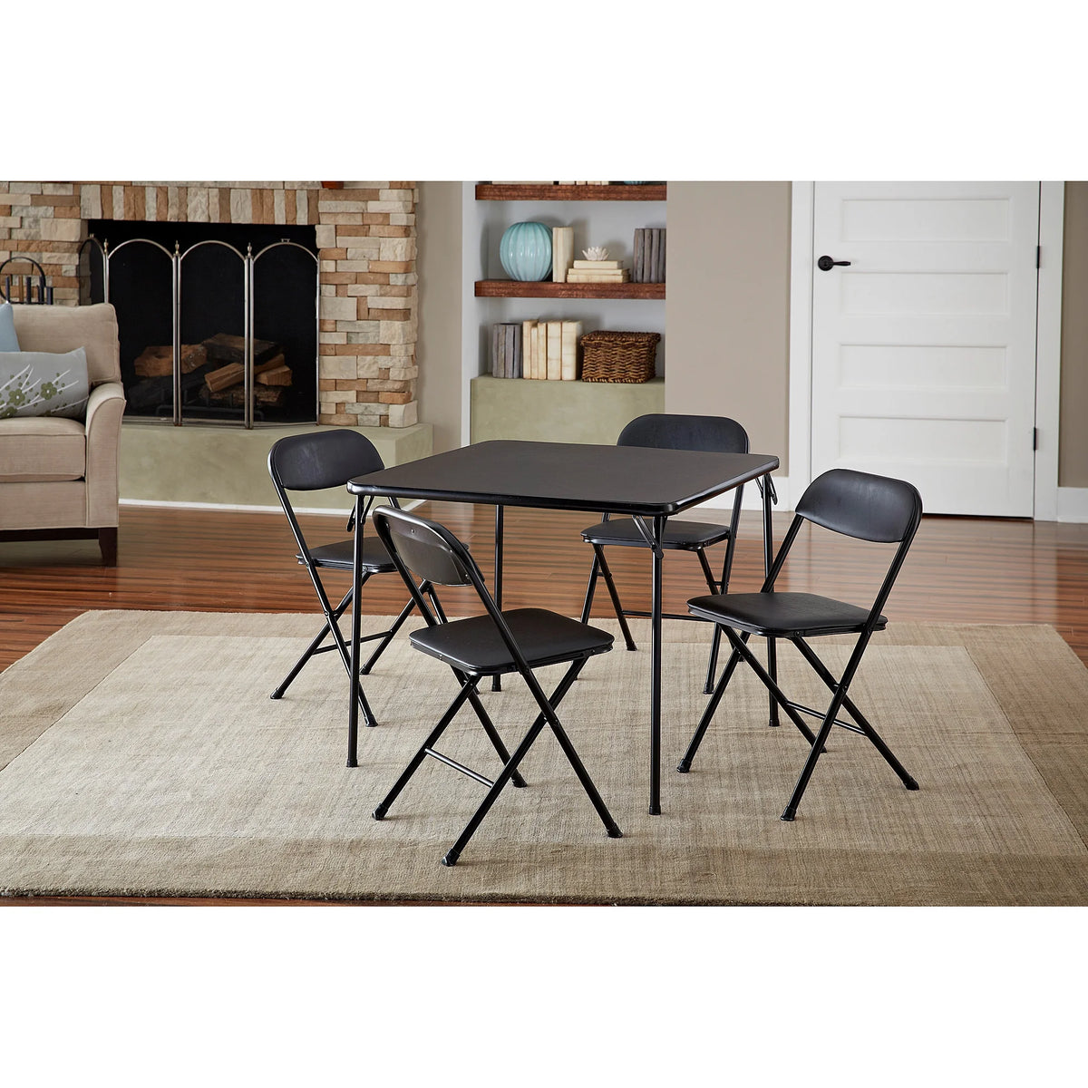 COSCO 5 - Piece Folding Set with Card Table and 4 Vinyl Padded Chairs, Black - Product image 5