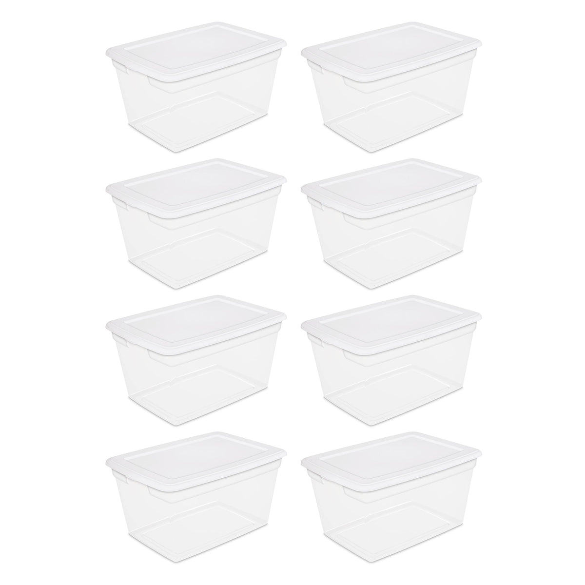 Sterilite Plastic Tote Box 58 qt Clear Stackable Container Storage with Lid Set of 8 - Product image 1