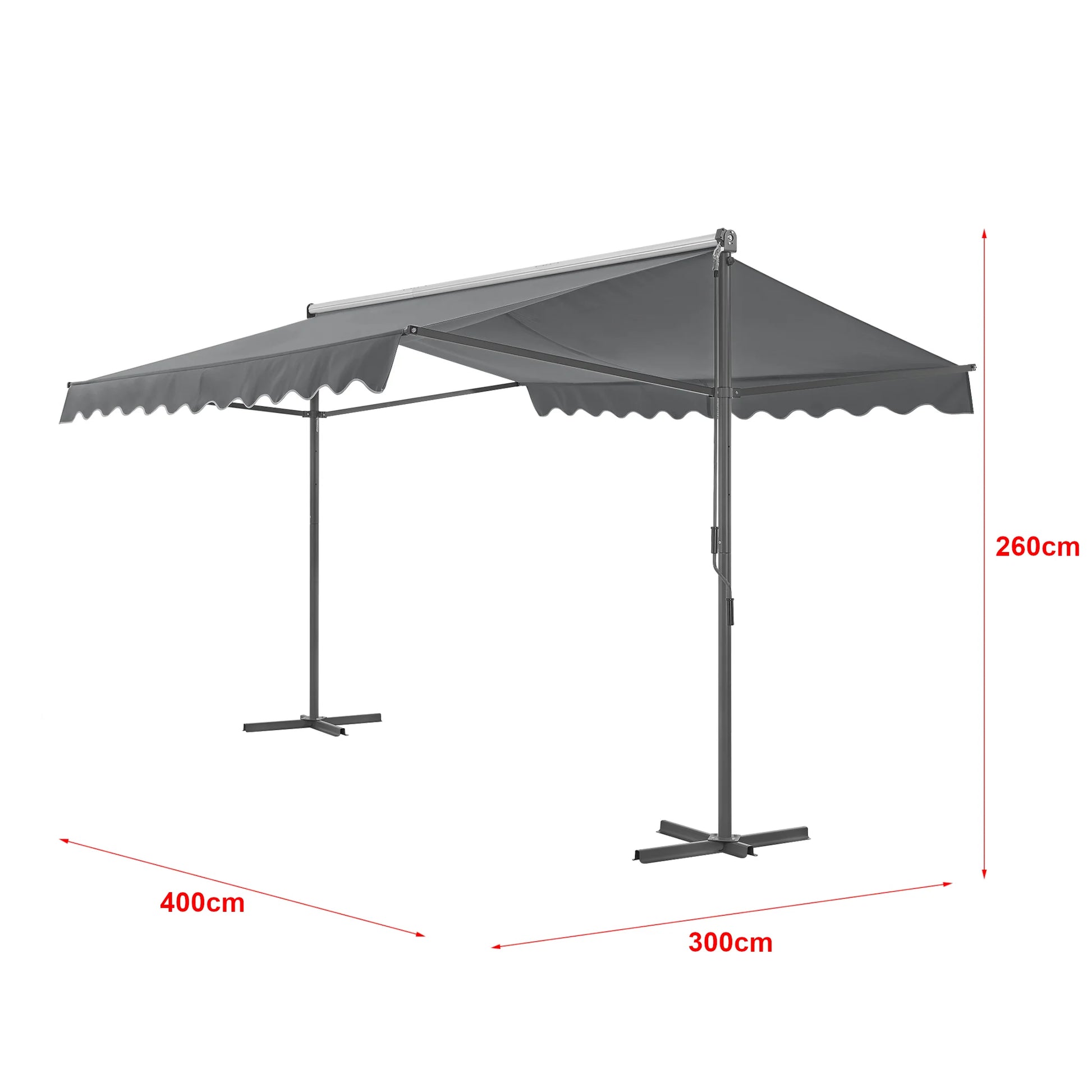 Self-supporting double slope awning 400 x 300 x 260 cm dark gray 03_0008294 -