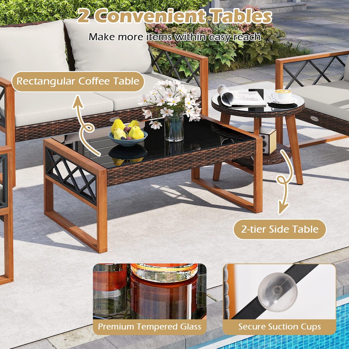 Tangkula 5 Pieces Wicker Patio Conversation Furniture Set - Product image 7