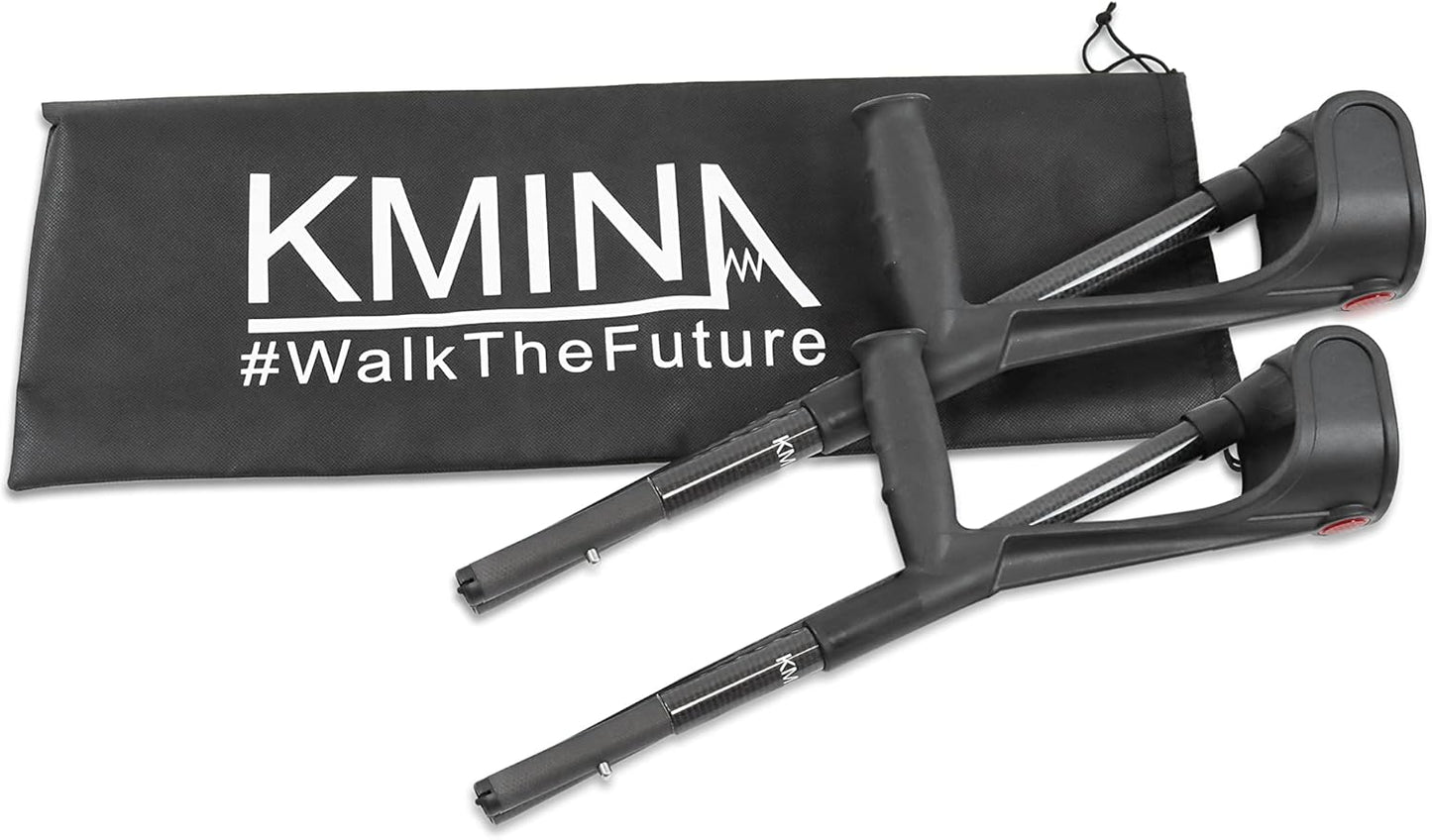 KMINA - Carbon Folding Crutches (x2 Units), English Cane, Adult Medical, Fiber, Light - Made in Europe - KMINA PRO