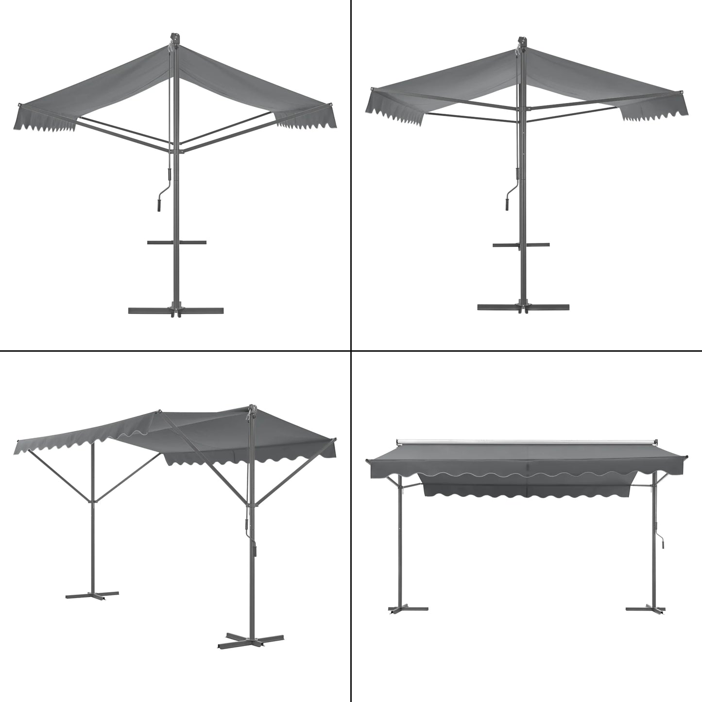 Self-supporting double slope awning 400 x 300 x 260 cm dark gray 03_0008294 -