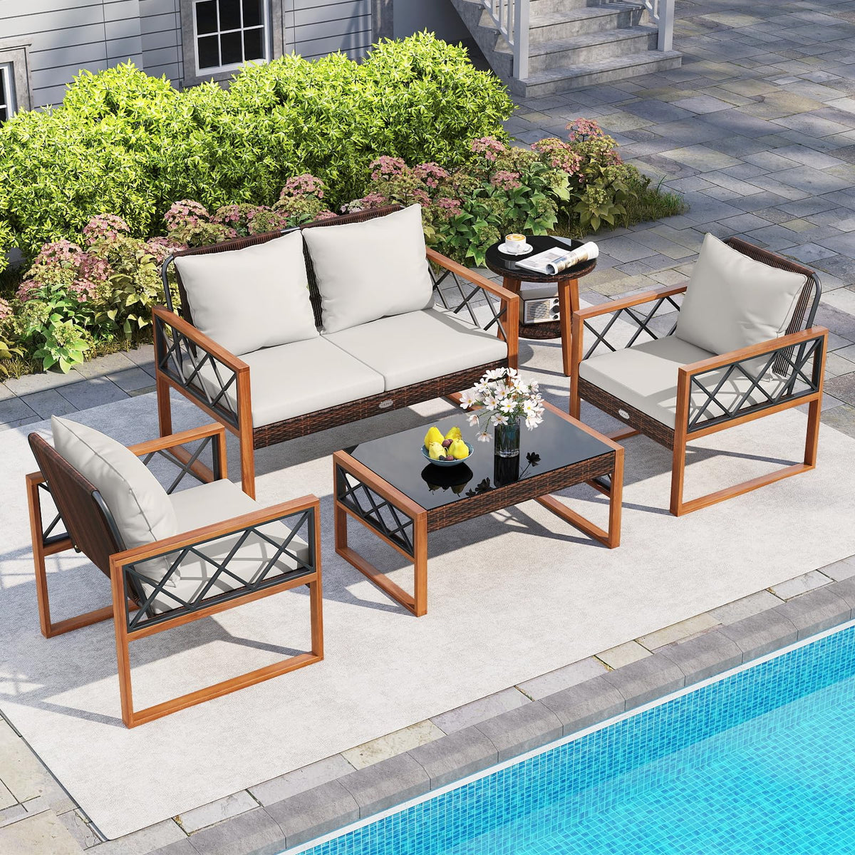 Tangkula 5 Pieces Wicker Patio Conversation Furniture Set - Product image 1