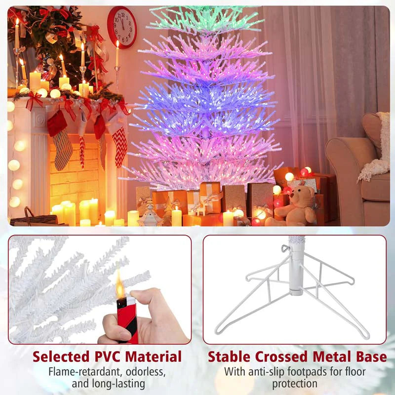 7 FT Pre-Lit Artificial Christmas Tree with 923 Multicolored LED RGB Lights, 820 White Branch Tips, Remote - Product image 7