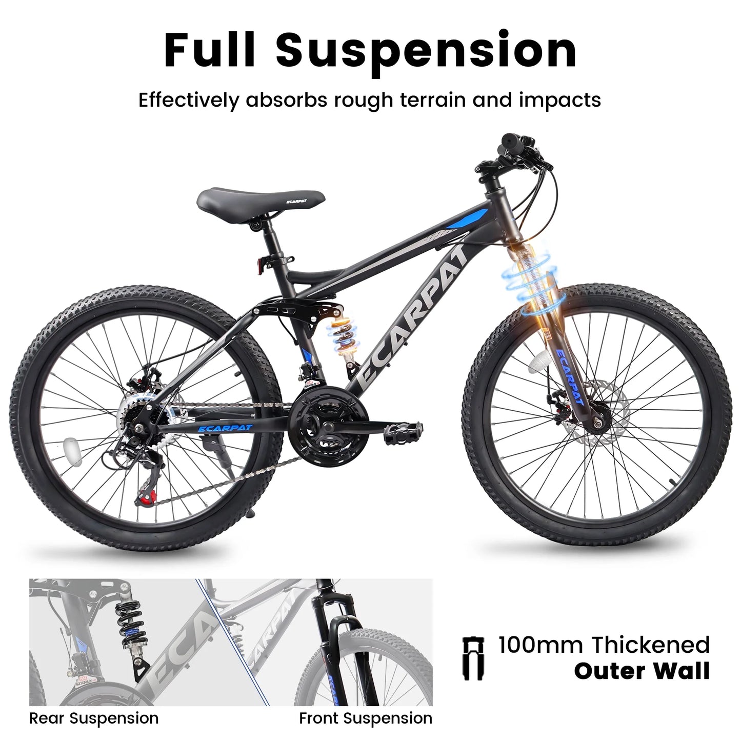 Mountain Bike 26 in Wheels, 21 - Speed Full Suspension Mens Womens Trail Commuter City Mountain Bike - Product image 7