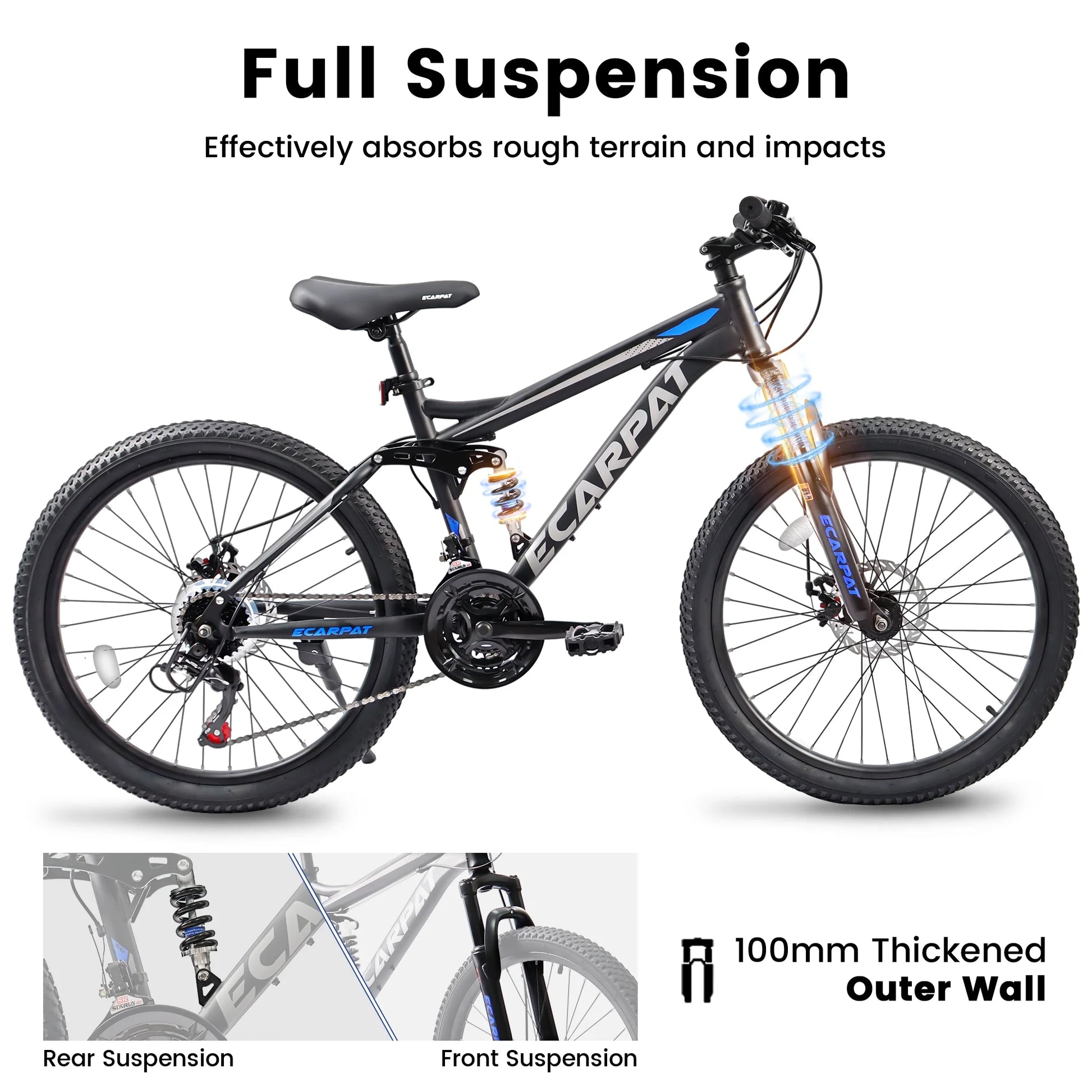 Mountain Bike 26 in Wheels, 21 - Speed Full Suspension Mens Womens Trail Commuter City Mountain Bike - Product image 7