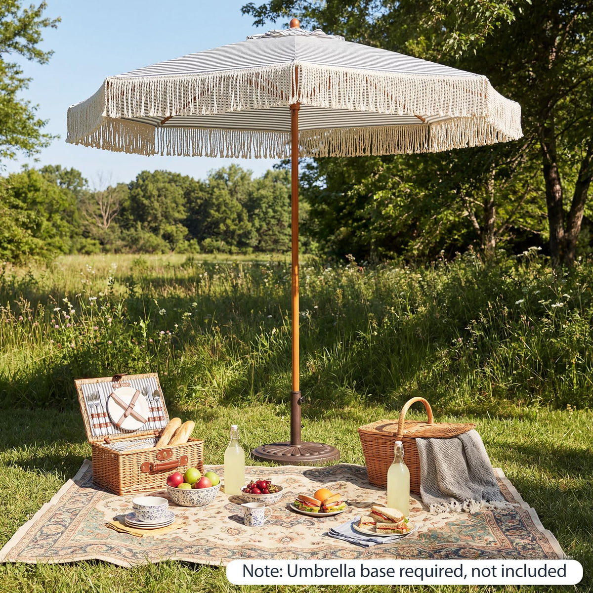 Tangkula 7Ft Patio Umbrella with Fringe for Deck Backyard Poolside