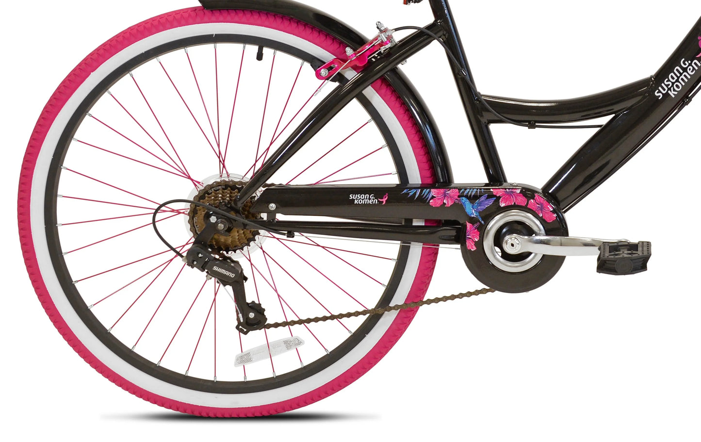 26" Susan G. Komen Cruiser Bike, Adult, Ages 12+, Black and Pink - Product image 4