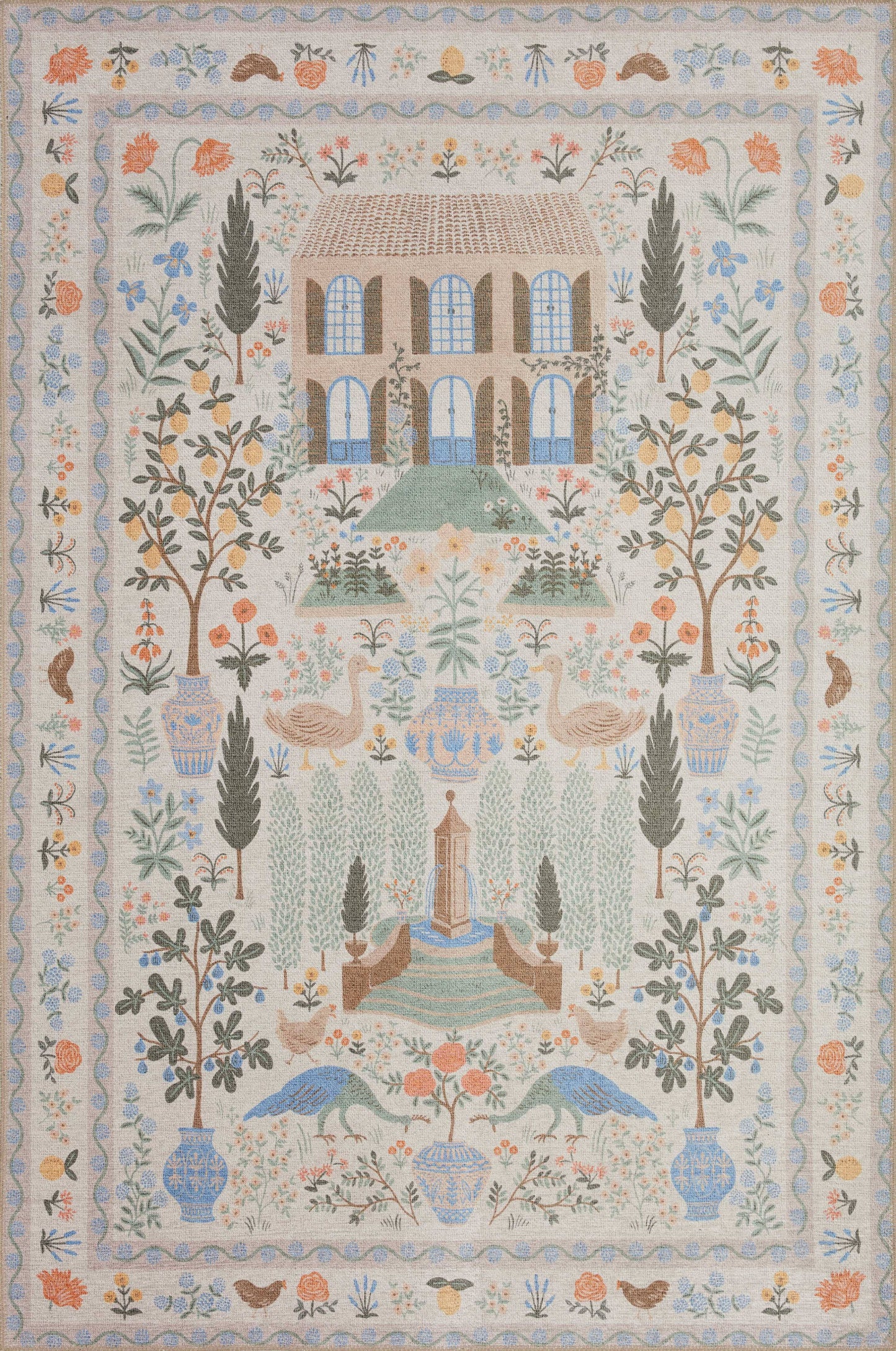Loloi Rifle Paper Menagerie MEN-03 Rug, Cream / 2'6" x 7'6" Runner - Product image 1